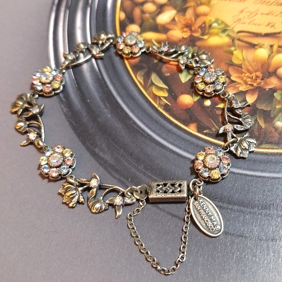 Vintage Jewelry - VTG Designer signed Kenny Ma Art Nouveau Revival Crystal Bracelet